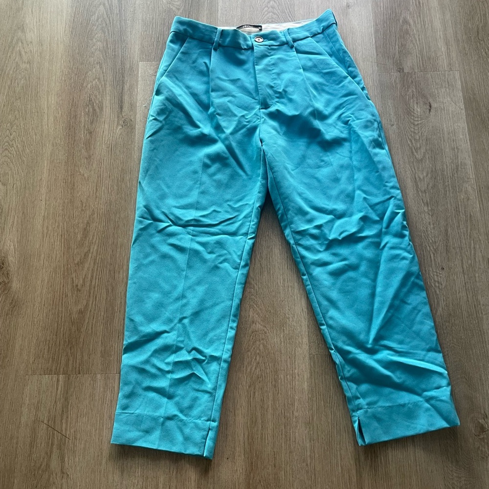 deluc blue cropped high waist trouser suit work pants size xs